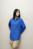 90-00's European label - viscose shirt in vivid blue