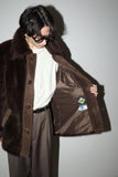 c1970’s fuzzy faux-fur middle-length jacket with big collar