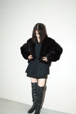 80-90's Italian label - faux fur cropped jacket
