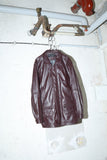 1990s European label - hip-length leather jacket in burgundy