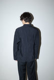 80s MOMENTO DUE - rayon/nylon rip-stop 2way neck constructive jacket with leather accent