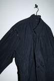 80s MOMENTO DUE - rayon/nylon rip-stop 2way neck constructive jacket with leather accent