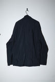 80s MOMENTO DUE - rayon/nylon rip-stop 2way neck constructive jacket with leather accent