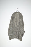 80's Italian label - draping linen oversized plaid jacket