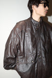 80's European label - oversize leather blouson