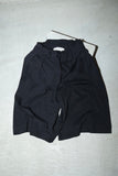 80's GIORGIO ARMANI - cut&sewn fabric tuck wide shorts