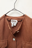 70-80's Valentino -cotton collarless safari shirt