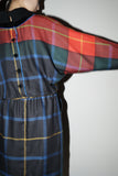 c80's German label - wool multi color big plaid dress
