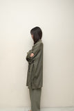 80-90's European label - linen oversized jacket with asymmetrical pocket
