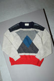 80’s J.C. de Castelbajac pour ICEBERG - geometrical pattern alpaca/wool knit jumper with leather shoulder patch