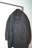 c70’s Danish vintage - iridescent black cotton shell coat with boa liner