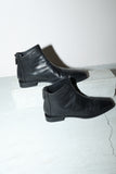 10's Italian label -leather square toe back-zip boots
