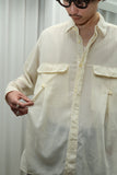 80s European label - wool dress shirt with flap pockets +α detail