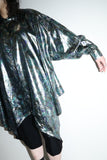 80s SPORTMAX -metallic deformed geometric pattern shirt