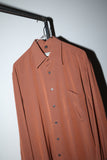 c90's European label -rayon glossy shirt in dusty orange