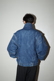 80-90's MARLBORO - denim graphical cutting padded blouson