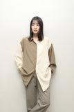 80s Les Copains - silk paneled shirt /  bicolor