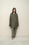 80-90's European label - linen oversized jacket with asymmetrical pocket