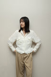 80-90s JIL SANDER- silk 2way neck blouse with diagonal flap pockets