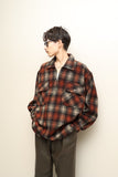 c90's Italian label wool plaid pattern half-zip pullover shirt