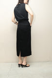 80's European label - satin fabric pencil skirt