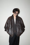 80's European label - oversize leather blouson