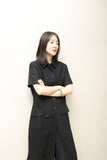90-00's Ballantyne - linen/viscose front-open dress