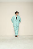 80s–90s Italian label - silk suit 2-pieces in Tiffany blue