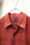 90–00's BARNEYS NEW YORK - linen plaid shirt in crimson