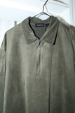 00's Claiborne - faux suede half-zip shirt