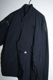 80s MOMENTO DUE - rayon/nylon rip-stop 2way neck constructive jacket with leather accent