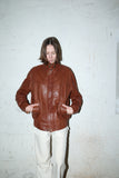 c90's Italian label - leather hi-neck blouson