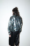 80s SPORTMAX -metallic deformed geometric pattern shirt