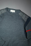 80’s J.C. de Castelbajac pour ICEBERG - geometrical pattern alpaca/wool knit jumper with leather shoulder patch