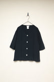 00's European label - viscose collarless blouse