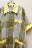70s European vintage - poly/cotton plaid shirt with pocket