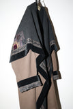 c80's European label - wool deformed blanket coat with embroidery decoration