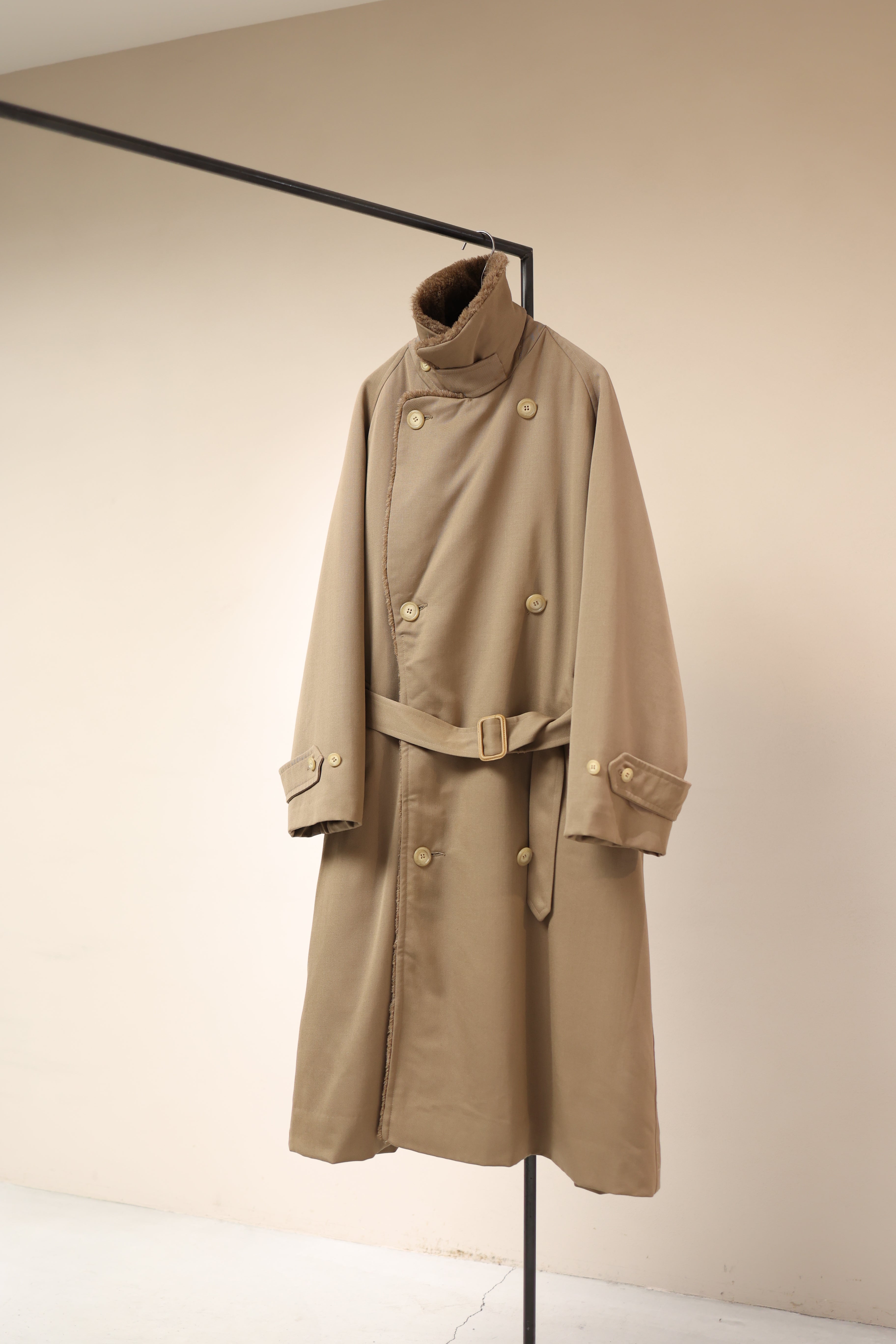 80’s Ralph Lauren wool gabardine alpaca liner double breasted coat