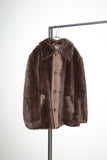 c1970’s fuzzy faux-fur middle-length jacket with big collar