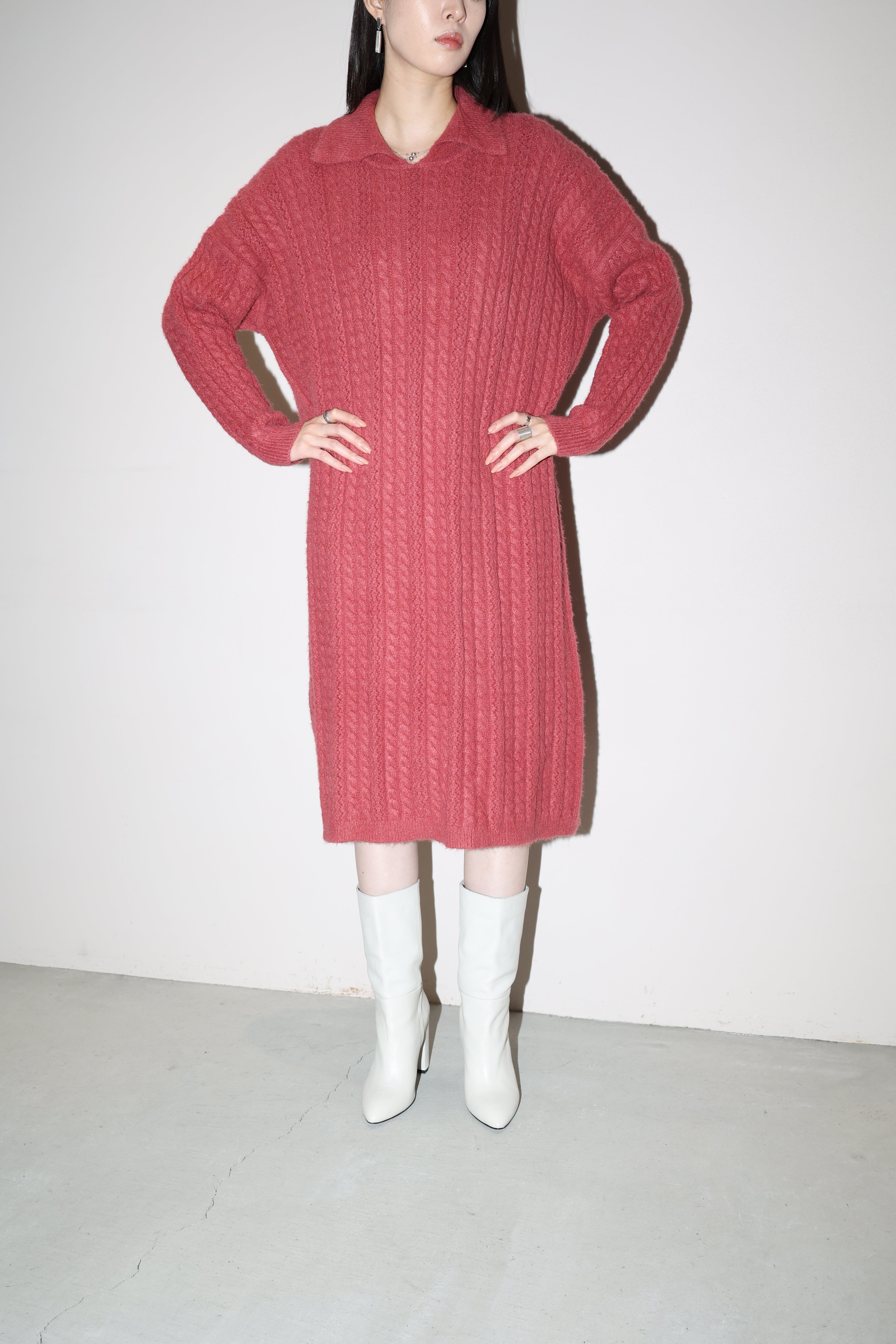 CHRISTIAN DIOR cashmere cable knit polo dress