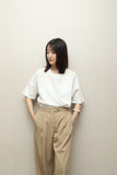 80's Per Spook - cotton asymmetrical front collar less blouse&nbsp;