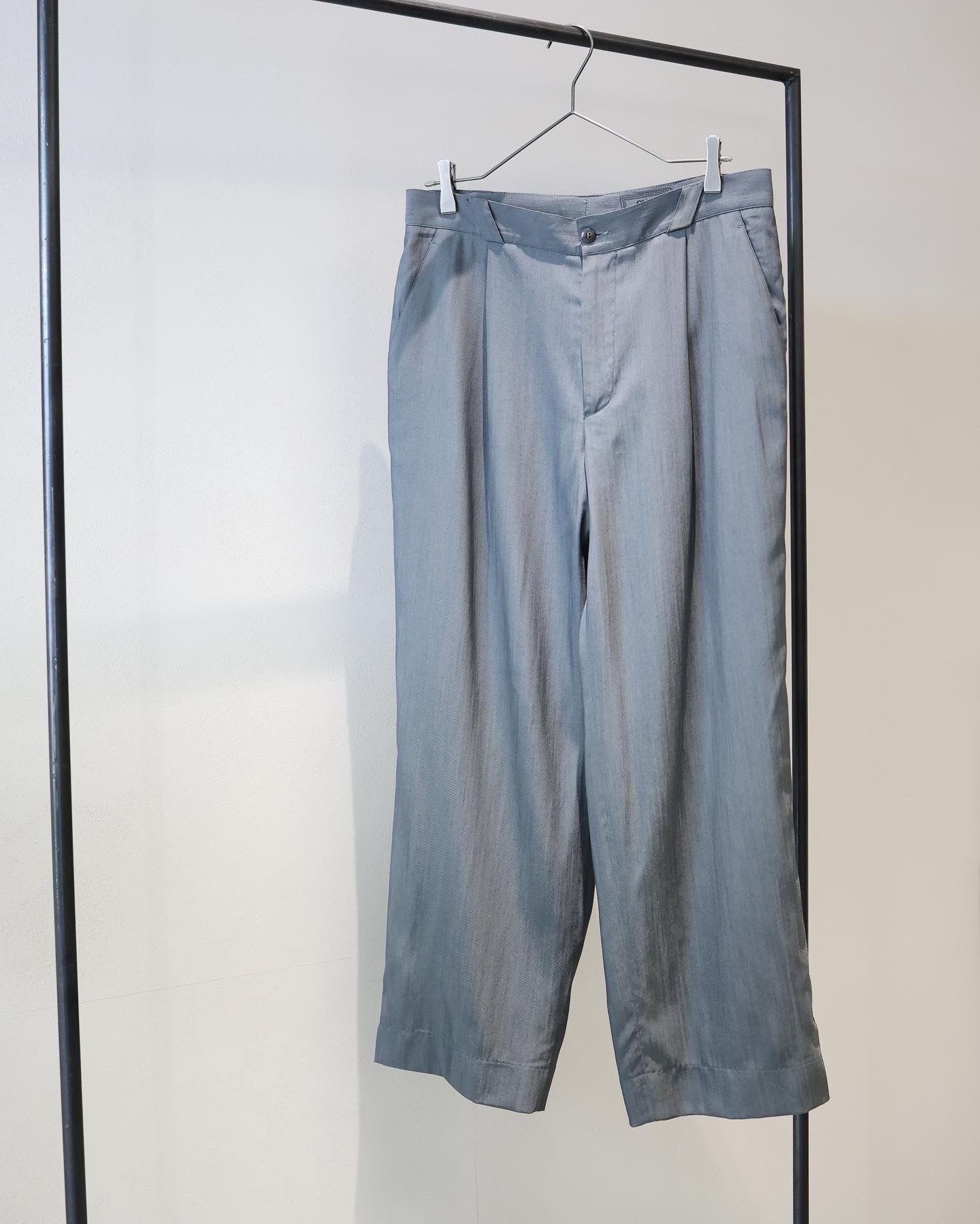 1990's  VERSACE metallic silver rayon tuck trouser