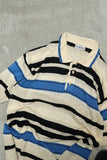 80s Byblos - rayon/cotton/linen stripe knit polo