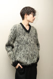 c60s unknown - shaggy mohair V-neck knit jumper