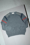 80’s J.C. de Castelbajac pour ICEBERG - geometrical pattern alpaca/wool knit jumper with leather shoulder patch