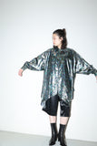 80s SPORTMAX -metallic deformed geometric pattern shirt