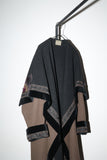 c80's European label - wool deformed blanket coat with embroidery decoration