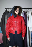 80-90's YORN - leather cropped jacket with big flap pockets in Red