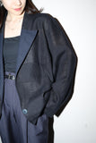 c90’s European label - semi sheer jacquard plaid cropped jacket