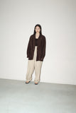 90’s Betty Barclay - silk×linen open collar shirt-jacket in chocolate brown